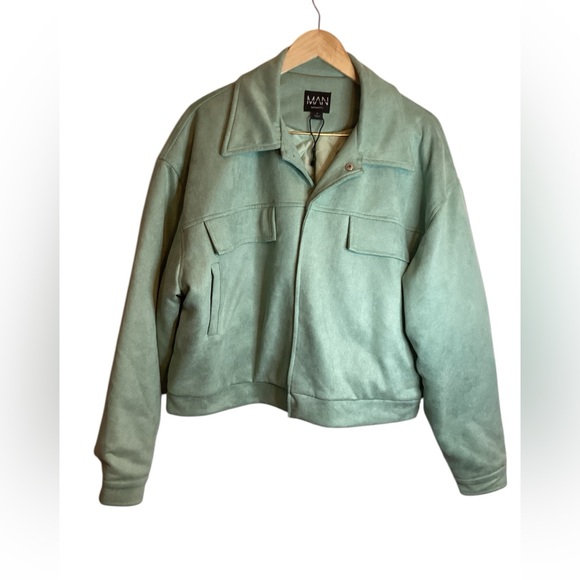 BoohooMAN Boxy Suede Harrington Jacket - Size S - Picture 3 of 7